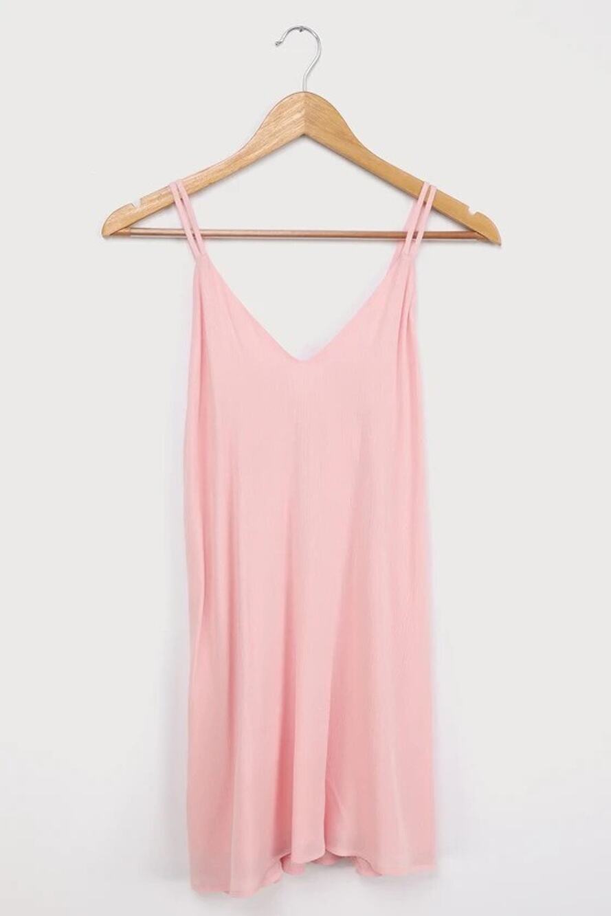 Lulus Adrift Pink Tie-Back Mini Swing Dress Size XL NWT